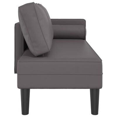 vidaXL Chaise longue com almofadões couro artificial cinzento