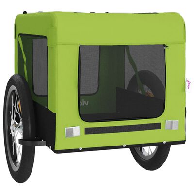 vidaXL Reboque de bicicleta p/ animais tecido oxford/ferro verde/preto