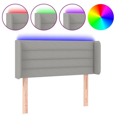 vidaXL Cabeceira de cama c/ luzes LED tecido 83x16x78/88cm cinza-claro