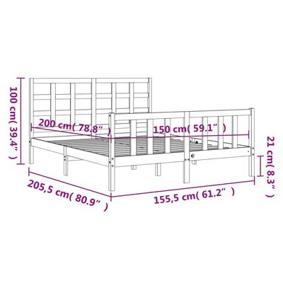 vidaXL Estrutura de cama King Size com cabeceira madeira maciça