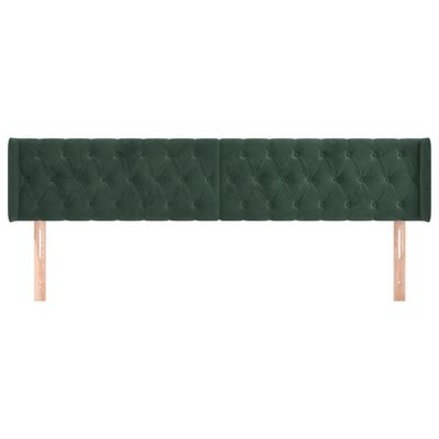 vidaXL Cabeceira de cama c/ abas veludo 203x16x78/88cm verde-escuro