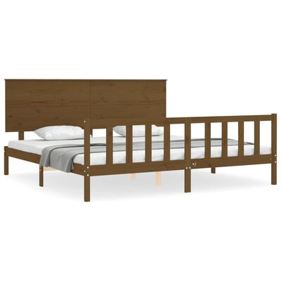 vidaXL Estrutura cama c/ cabeceira 200x200cm maciço castanho-mel