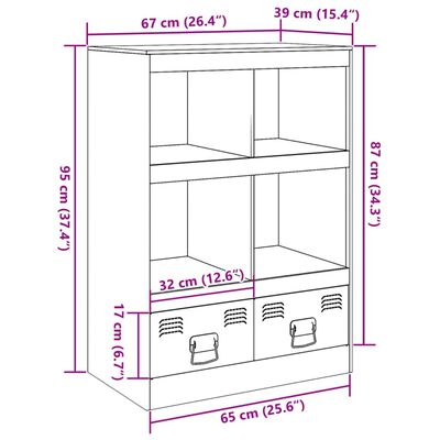 vidaXL Aparador alto 67x39x95 cm aço branco