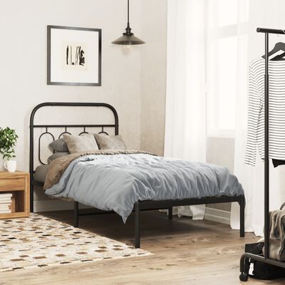 vidaXL Estrutura de cama com cabeceira 90x190 cm metal preto