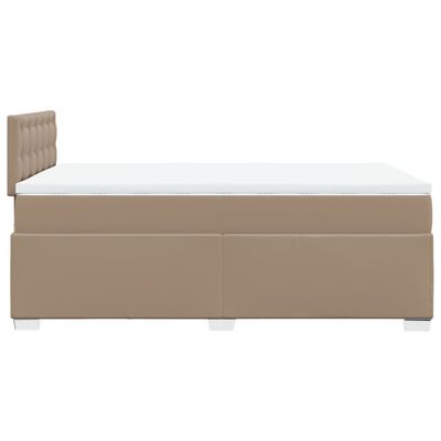 vidaXL Cama com molas/colchão 140x200 cm couro artificial cappuccino