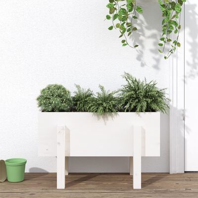 vidaXL Vaso/floreira de jardim 62x30x38 cm pinho maciço branco