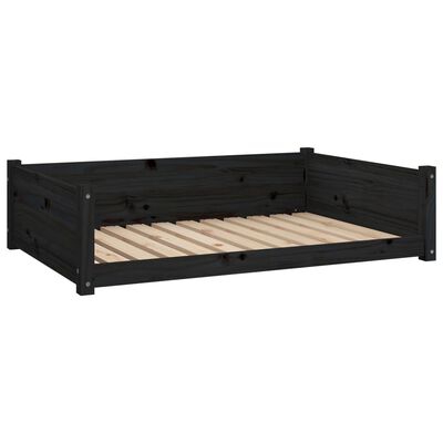 vidaXL Cama para cães 105,5x75,5x28 cm madeira de pinho maciça preto