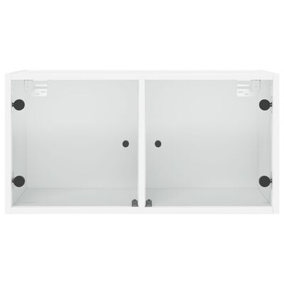 vidaXL Armário de parede c/ portas de vidro 68,5x37x35 cm branco