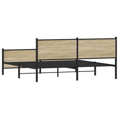 vidaXL Estrutura de cama sem colchão 193x203cm metal carvalho sonoma