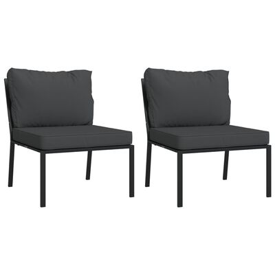 vidaXL 7 pcs conjunto lounge de jardim aço c/ almofadões cinzentos