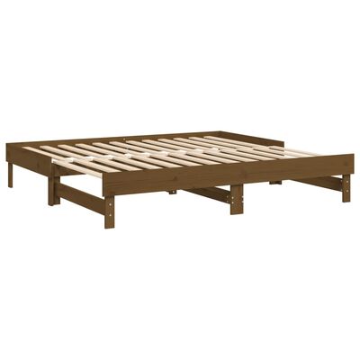 vidaXL Estrutura sofá-cama de puxar 2x(90x190)cm pinho maciço castanho