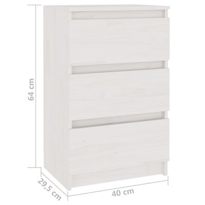 vidaXL Mesa de cabeceira 40x29,5x64 cm madeira de pinho maciça branco