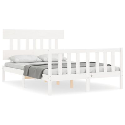 vidaXL Estrutura de cama com cabeceira 120x200cm madeira maciça branco