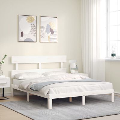 vidaXL Estrutura de cama com cabeceira 160x200 cm madeira maciça