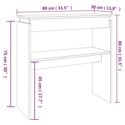 vidaXL Mesa consola 80x30x80 cm derivados de madeira carvalho castanho