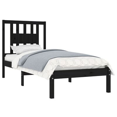 vidaXL Estrutura de cama solteiro 90x190 cm madeira maciça preto