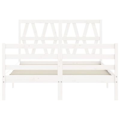 vidaXL Estrutura de cama com cabeceira 140x200cm madeira maciça branco