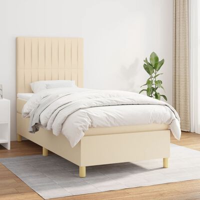 vidaXL Cama com molas/colchão 80x200 cm tecido cor crème