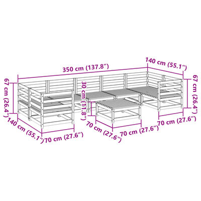 vidaXL 8 pcs conjunto sofás de jardim pinho maciço