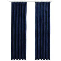 vidaXL Cortinas blackout c/ ganchos 2 pcs 140x225cm veludo azul escuro