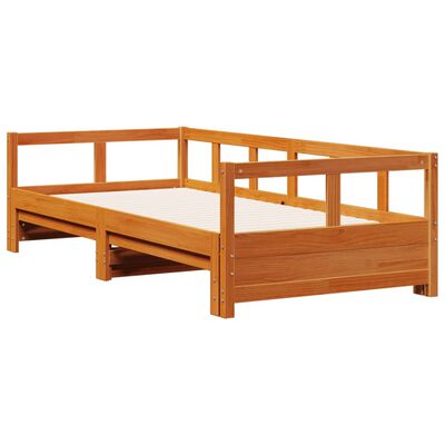 vidaXL Sofá-cama sem colchão 80x200 cm madeira de pinho castanho cera