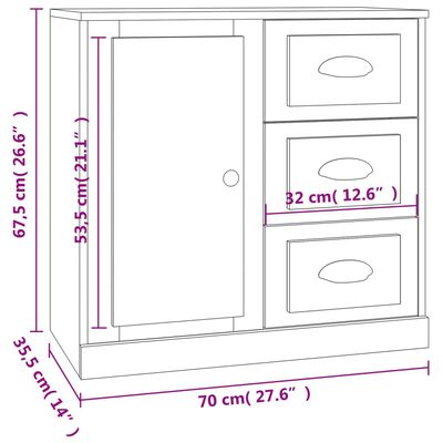 vidaXL Aparador 70x35,5x67,5 cm derivados de madeira branco