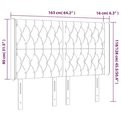 vidaXL Cabeceira cama c/ LED tecido 163x16x118/128cm cinza-acastanhado