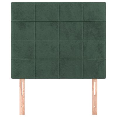 vidaXL Cabeceira de cama 2 pcs veludo 100x5x78/88 cm verde-escuro