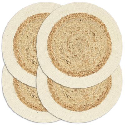 vidaXL Individuais de mesa 4 pcs juta e algodão 38 cm redondo natural