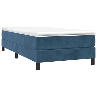 vidaXL Estrutura de cama 100x200 cm veludo azul-escuro