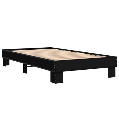 vidaXL Estrutura de cama 75x190 cm derivados de madeira e metal preto