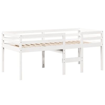 vidaXL Cama alta com telhado 75x190 cm pinho maciço branco