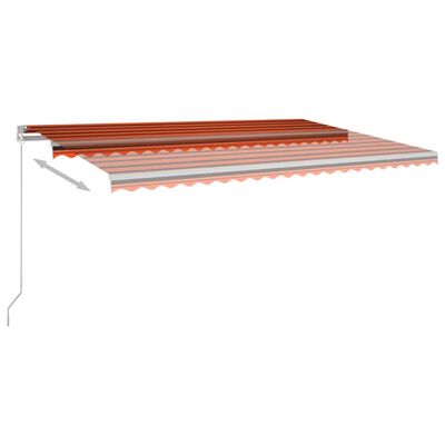 vidaXL Toldo retrátil manual com LED 500x300 cm laranja e castanho