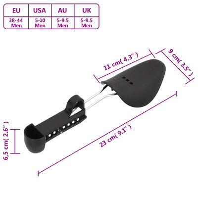 vidaXL Tensores de calçado 5 pares EU 38-44 plástico preto