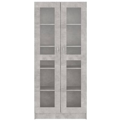 vidaXL Armário vitrine 82,5x30,5x185,5cm derivados madeira cinzento