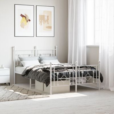 vidaXL Estrutura de cama com cabeceira e pés 120x200 cm metal branco