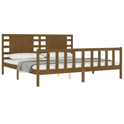 vidaXL Estrutura cama c/ cabeceira 200x200cm maciço castanho-mel