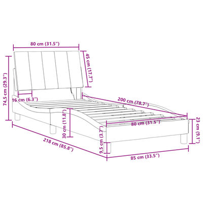 vidaXL Estrutura de cama c/ luzes LED 80x200 cm veludo preto