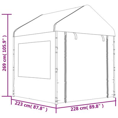 vidaXL Gazebo com telhado 6,69x2,28x2,69 m polietileno branco