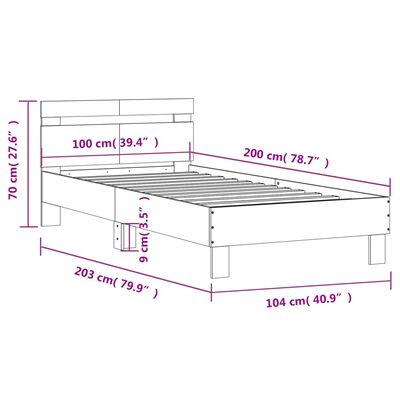 vidaXL Estrutura de cama c/ cabeceira derivados madeira cinza-cimento