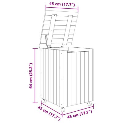 vidaXL Cesto de roupa com rodas RANA 45x45x64 cm pinho maciço