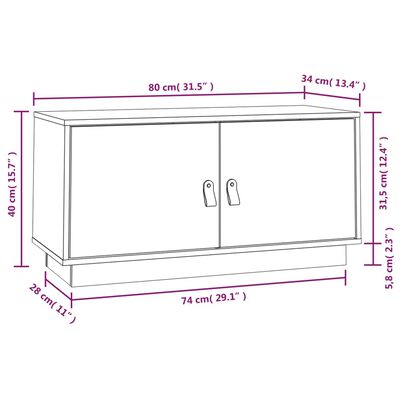 vidaXL Móvel de TV 80x34x40 cm madeira de pinho maciça