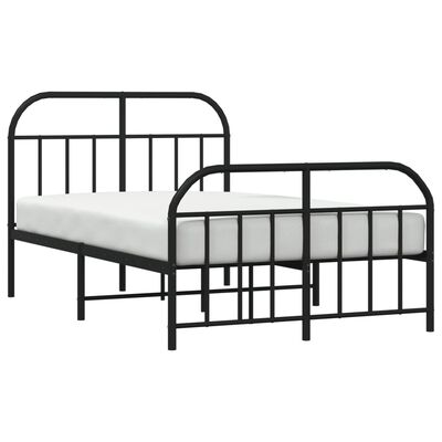 vidaXL Estrutura de cama com cabeceira e pés 120x200 cm metal preto