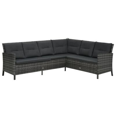 vidaXL 4 pcs conjunto lounge de jardim c/ almofadões vime PE cinzento