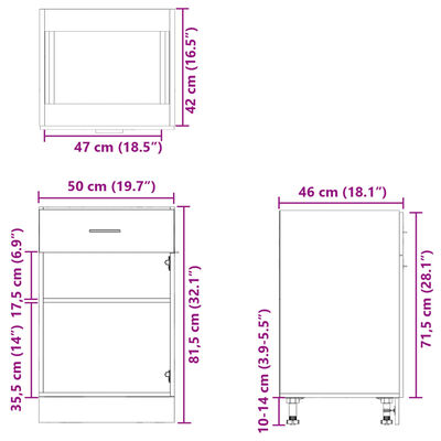 vidaXL Armário inferior c/ gavetas 50x46x81,5cm contraplacado carvalho