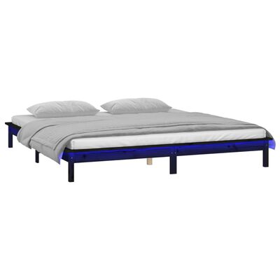 vidaXL Estrutura cama c/ LED pequena casal 120x190 cm pinho preto