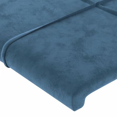 vidaXL Cabeceira cama c/ luzes LED veludo 103x16x118/128cm azul-escuro