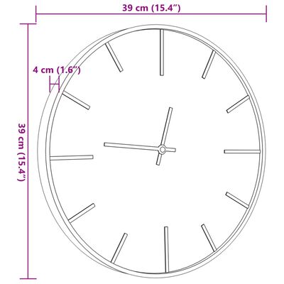 vidaXL Relógio de parede Ø39 cm ferro e derivados de madeira castanho