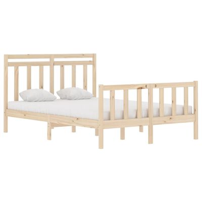 vidaXL Estrutura de cama casal 135x190 cm madeira maciça