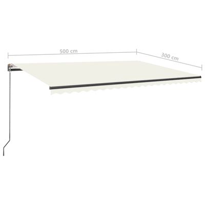 vidaXL Toldo automático com LED e sensor de vento 500x300 cm cor creme